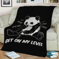 Get on my Level Panda Pew Fleece Throw Blanket