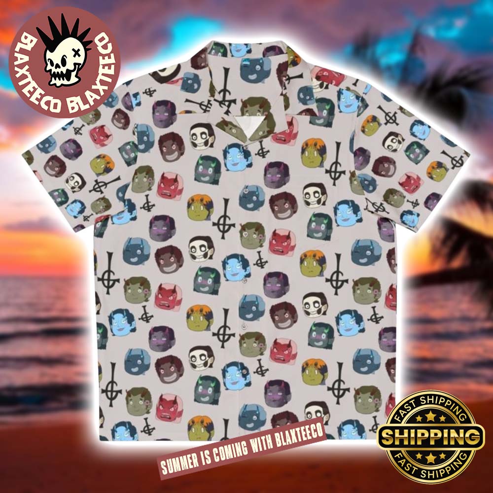 Ghost Band Cute And Funny Band Symbols Pattern Papa Emeritus Summer 2025 Hawaiian Shirt