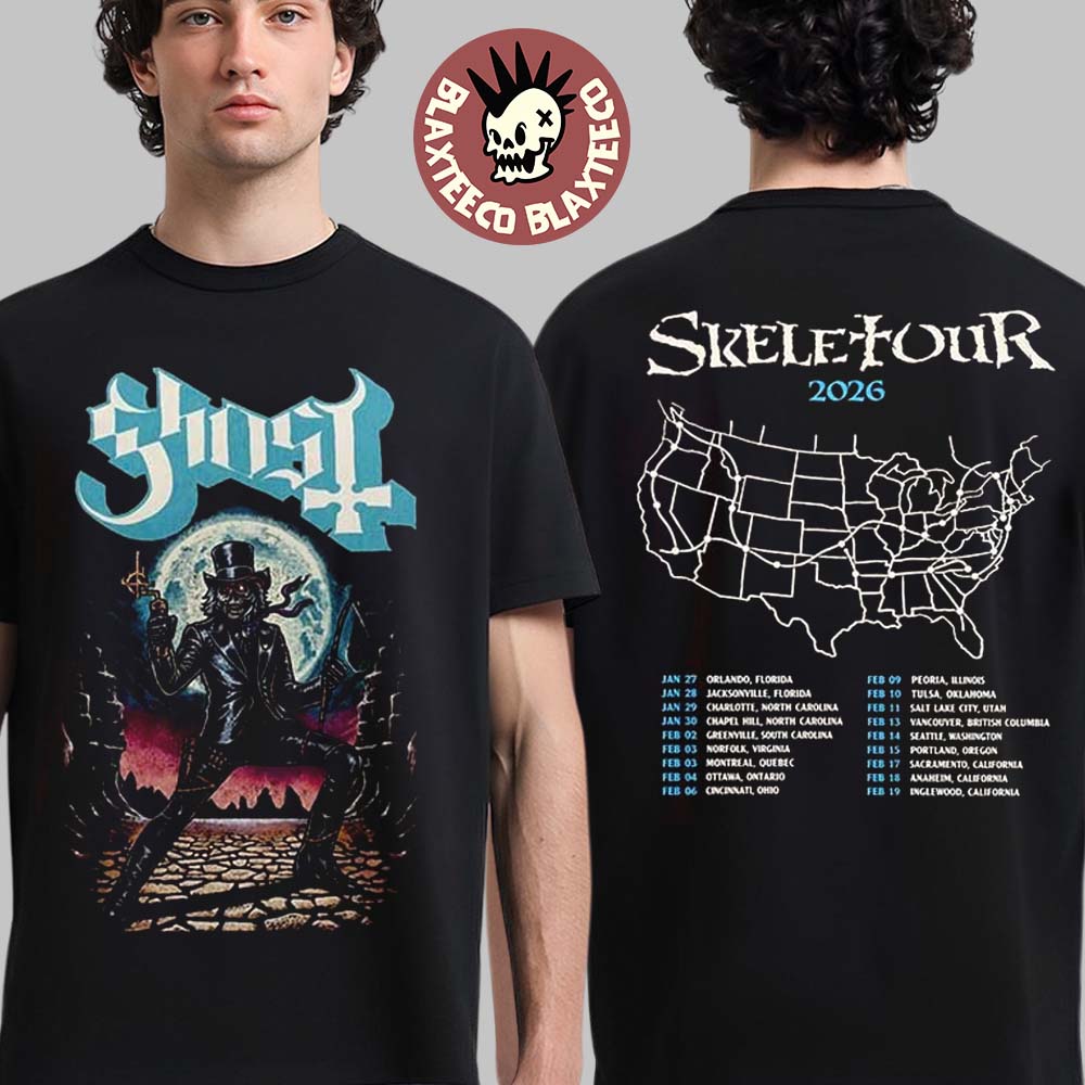 Ghost Skeletour 2026 Merch Cowboy Papa With Dates Back Two Sided T-Shirt