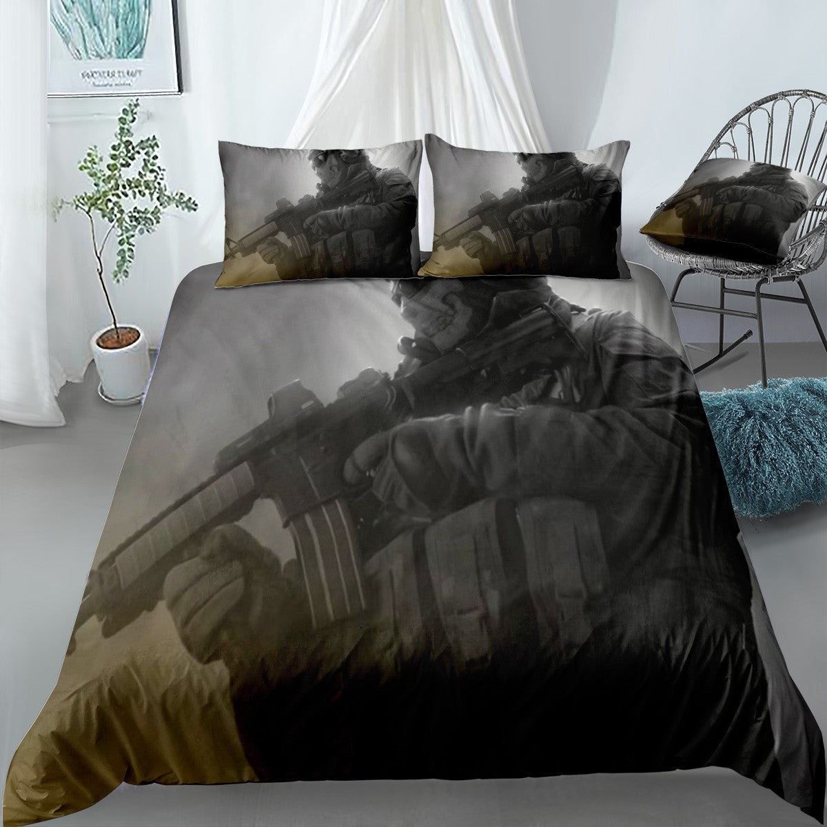 Ghost Modern Warfare 2 Bedding Set (Duvet Cover & Pillow Shams)