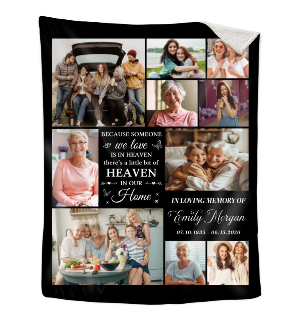Personalized Memorial Blanket With Photos, Custom In Loving Memory Photo Collage Blanket, Loss Of Loved One Blanket, Bereavement Gift, Sympathy Gift