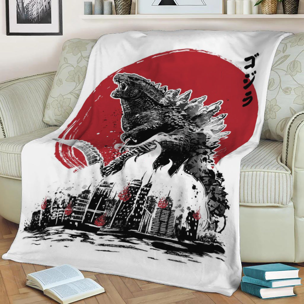 Gojira Attack Fleece Throw Blanket