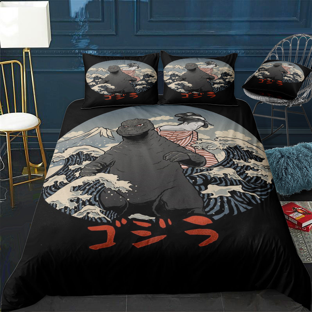 Gojira Ukiyo e Bedding Set (Duvet Cover & Pillow Shams)