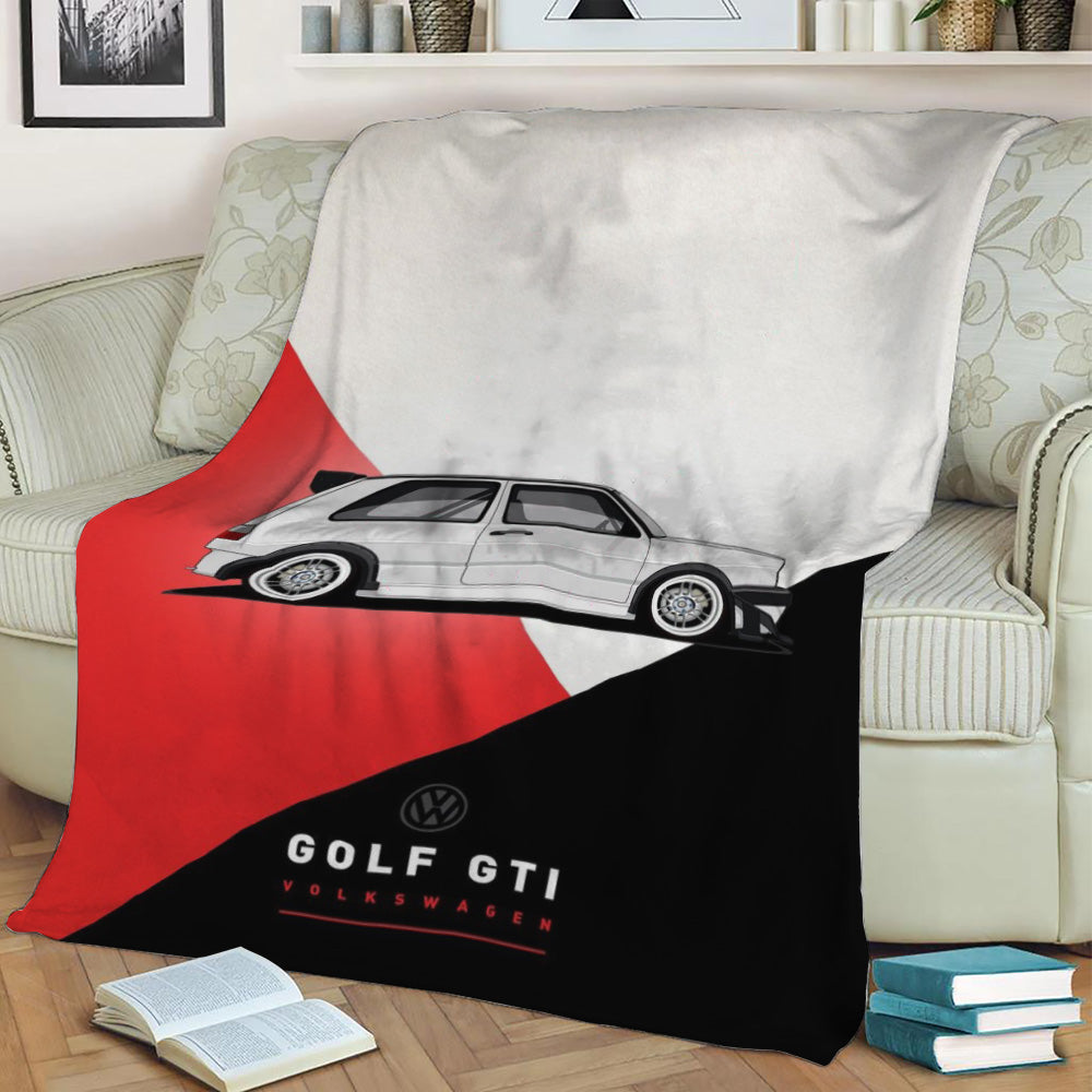 Golf GTI White Fleece Throw Blanket