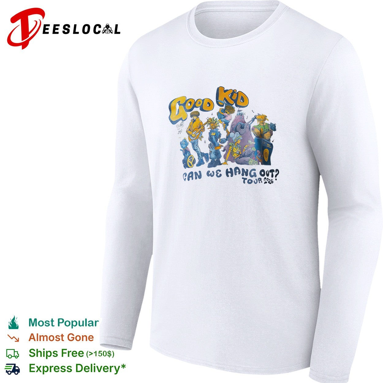 Good Kid can we hang out tour 2026 cartoon characters music shirt
