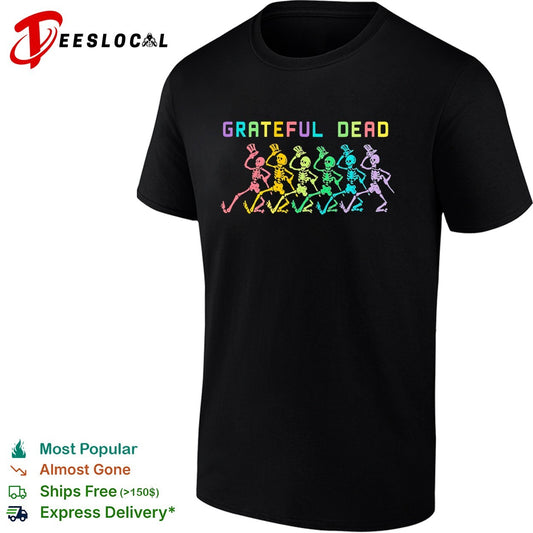 Grateful Dead Dancing Skeletons Rainbow Logo Band Music shirt
