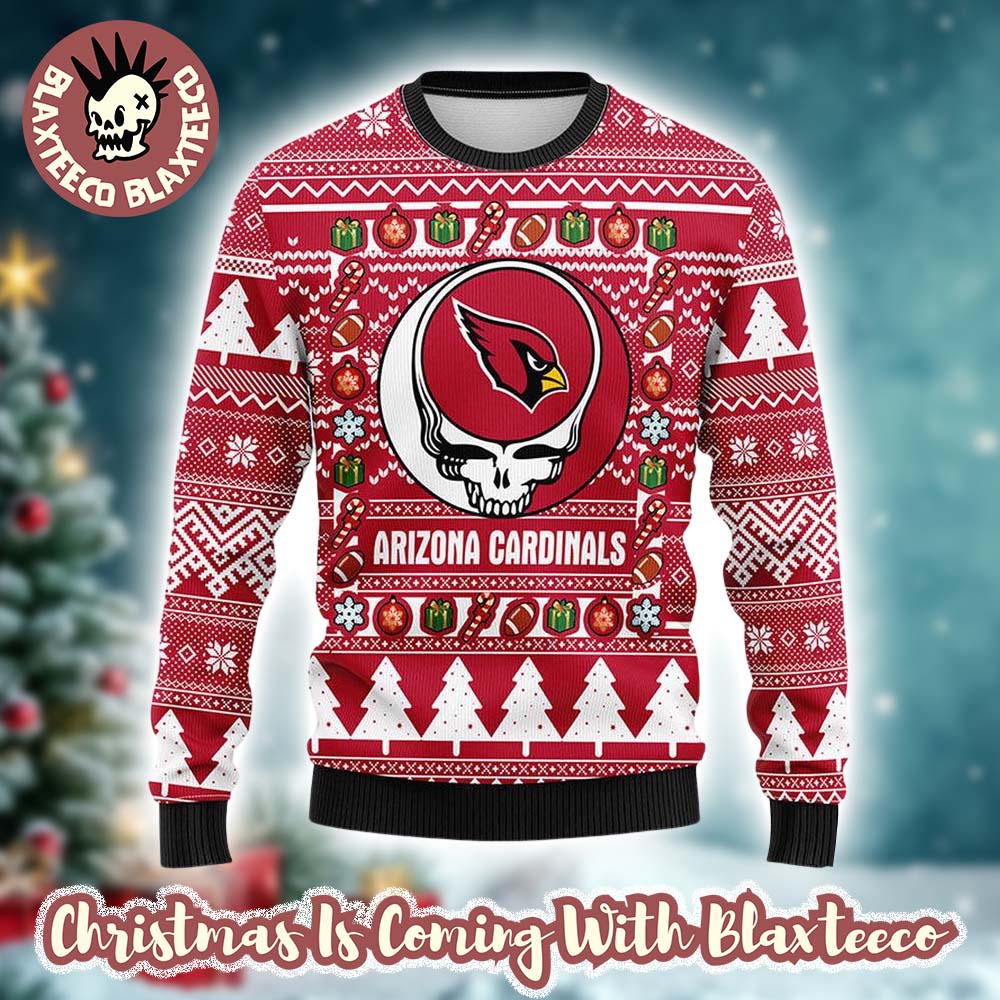 Grateful Dead X NFL Arizona Cardinals Stealie Logo Ugly Christmas Sweater