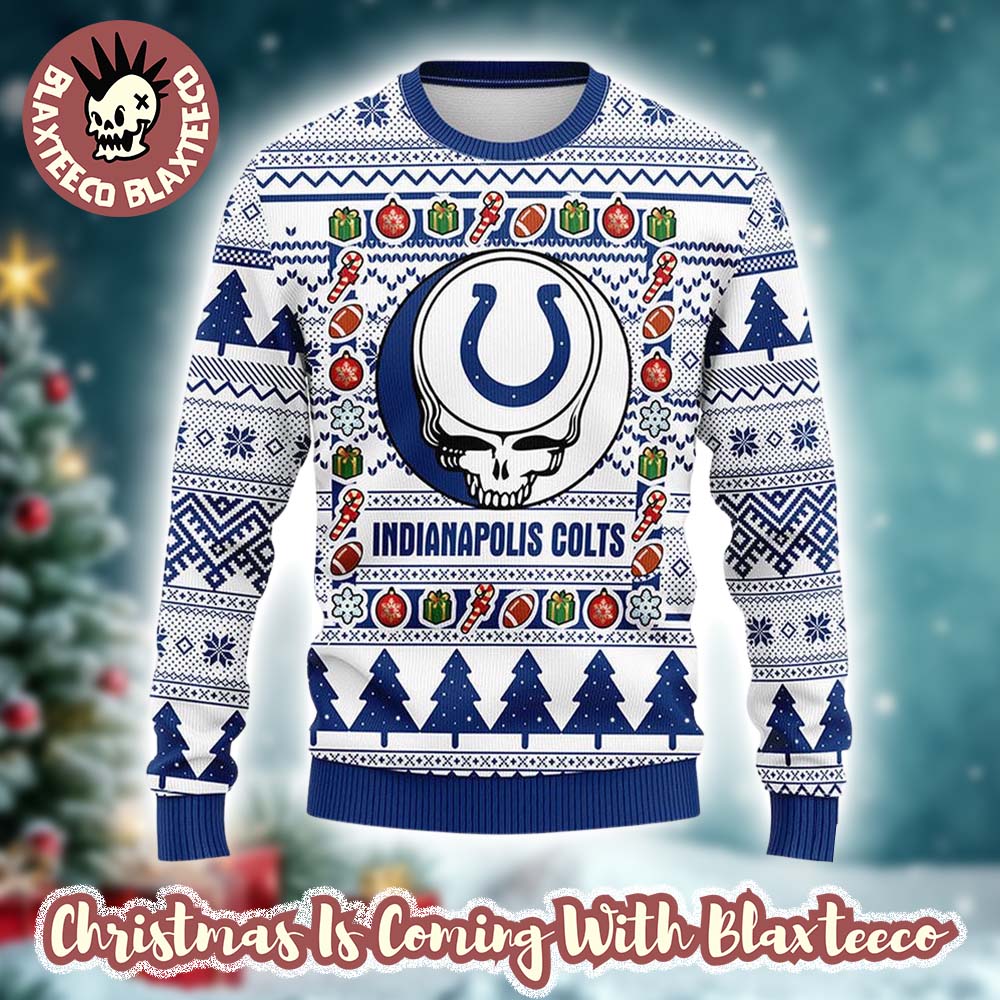 Grateful Dead X NFL Indianapolis Colts Stealie Logo Ugly Christmas Sweater