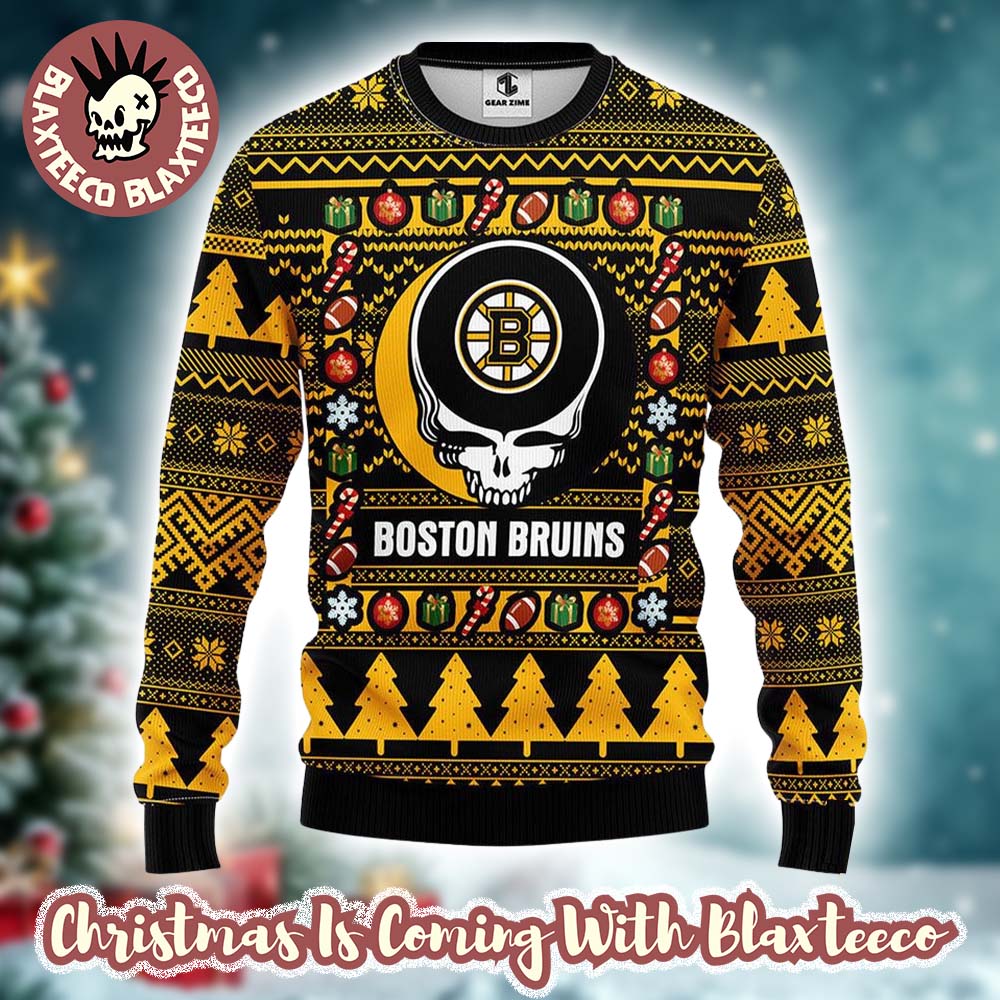Grateful Dead X NHL Boston Bruins Stealie Logo Ugly Christmas Sweater