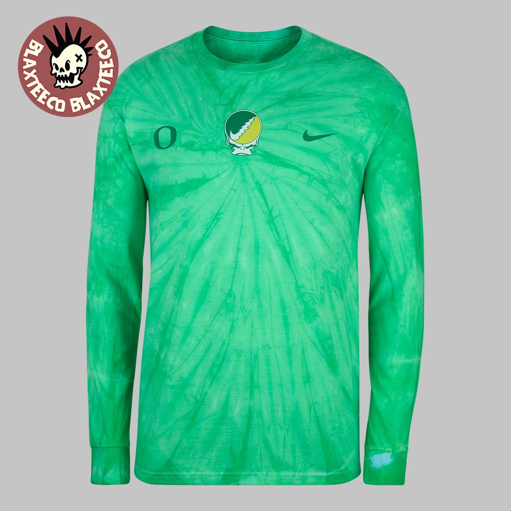Grateful Dead X Oregon Ducks X Nike Steal Your Duck Logo Tie Dye Long Sleeve T-Shirt