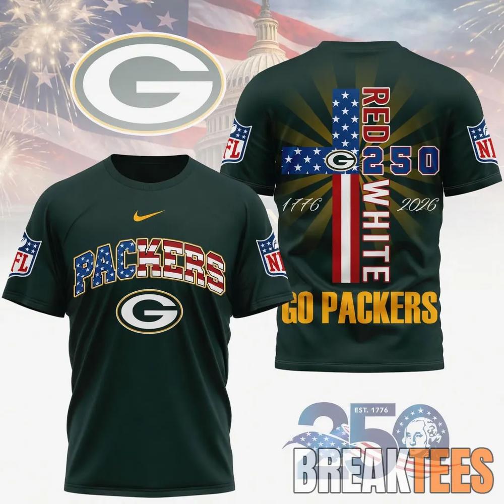 Green Bay Packers NFL God America 250 Years Limited Edition 3D T-Shirt