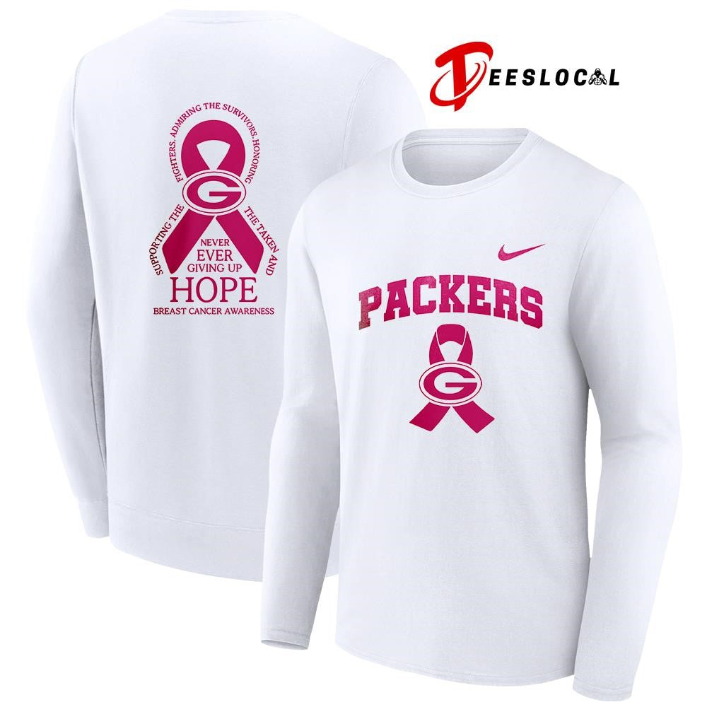 Green Bay Packers never ever giving up hope cancer awareness shirt