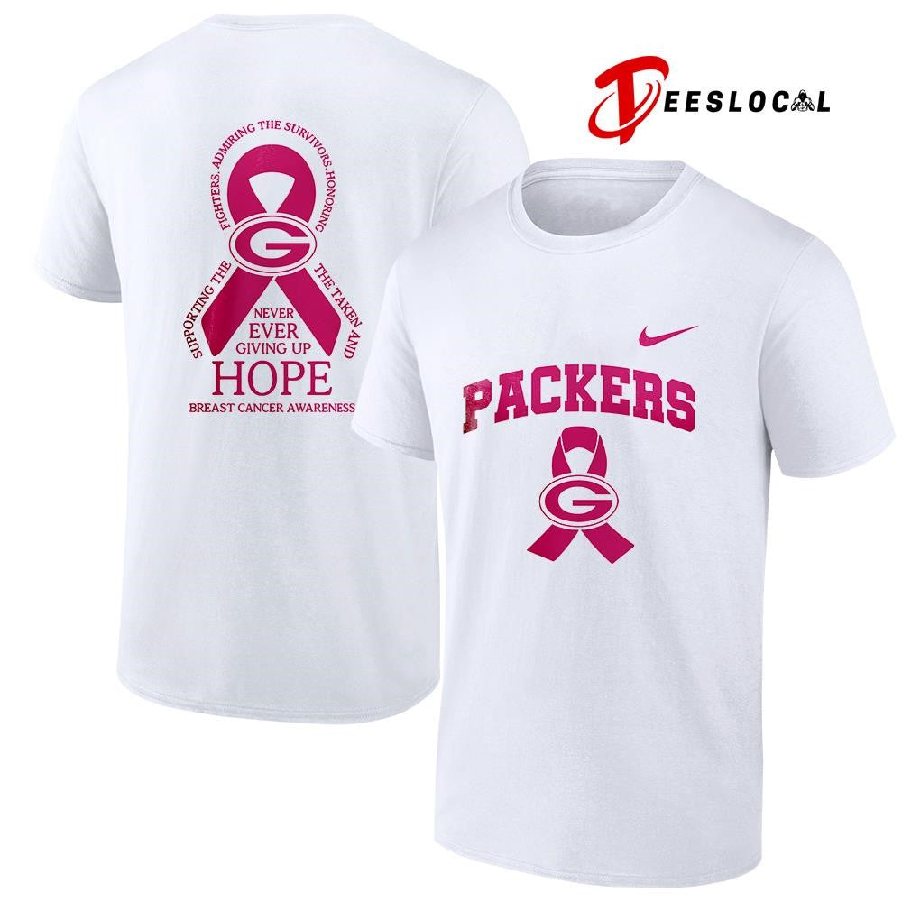 Green Bay Packers never ever giving up hope cancer awareness shirt