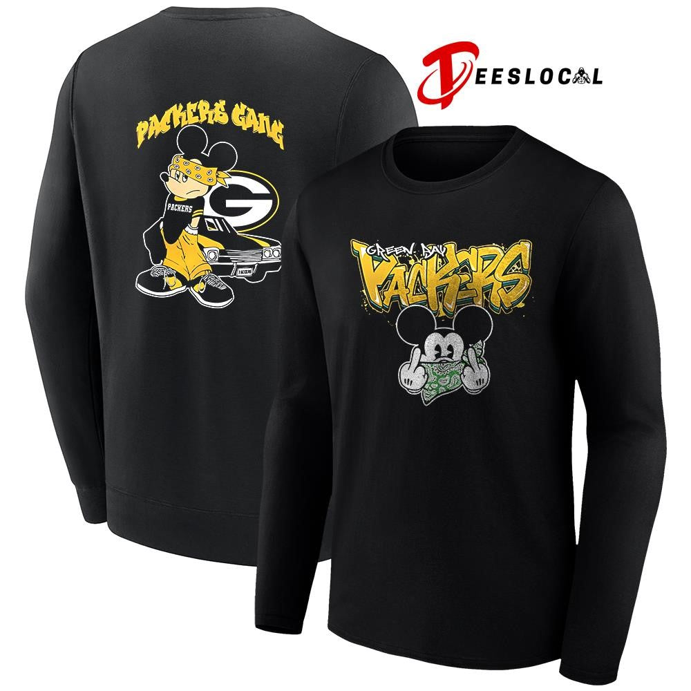 Green Bay Packers x Gangsta Mickey Mouse middle finger shirt