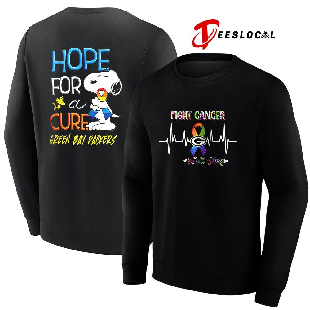 Green Bay Packers x Peanuts Snoopy fight cancer in all colors hope for a cure shirt