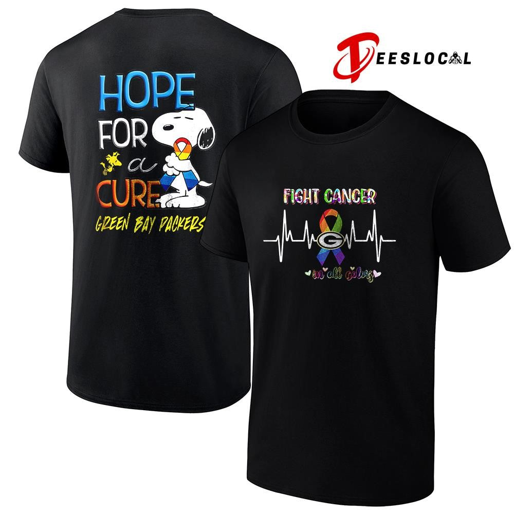 Green Bay Packers x Peanuts Snoopy fight cancer in all colors hope for a cure shirt