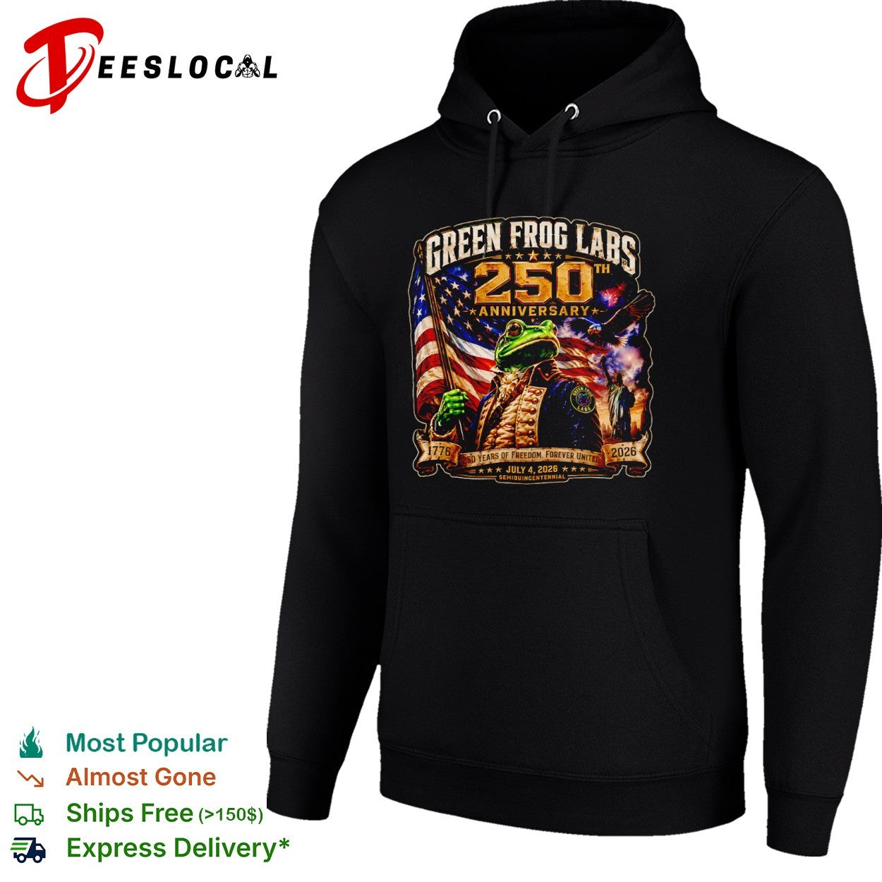 Green Frog Labs 250th Anniversary 1776 2026 Semiquincentennial Freedom United shirt