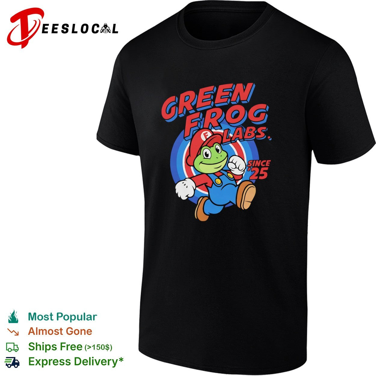 Green Frog Labs since 25 Nintendo Super Mario Bros inspired character parody shirt