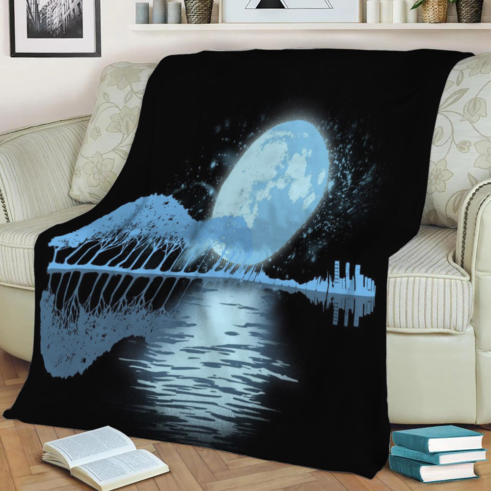 Guitar Skyline Music Fleece Throw Blanket