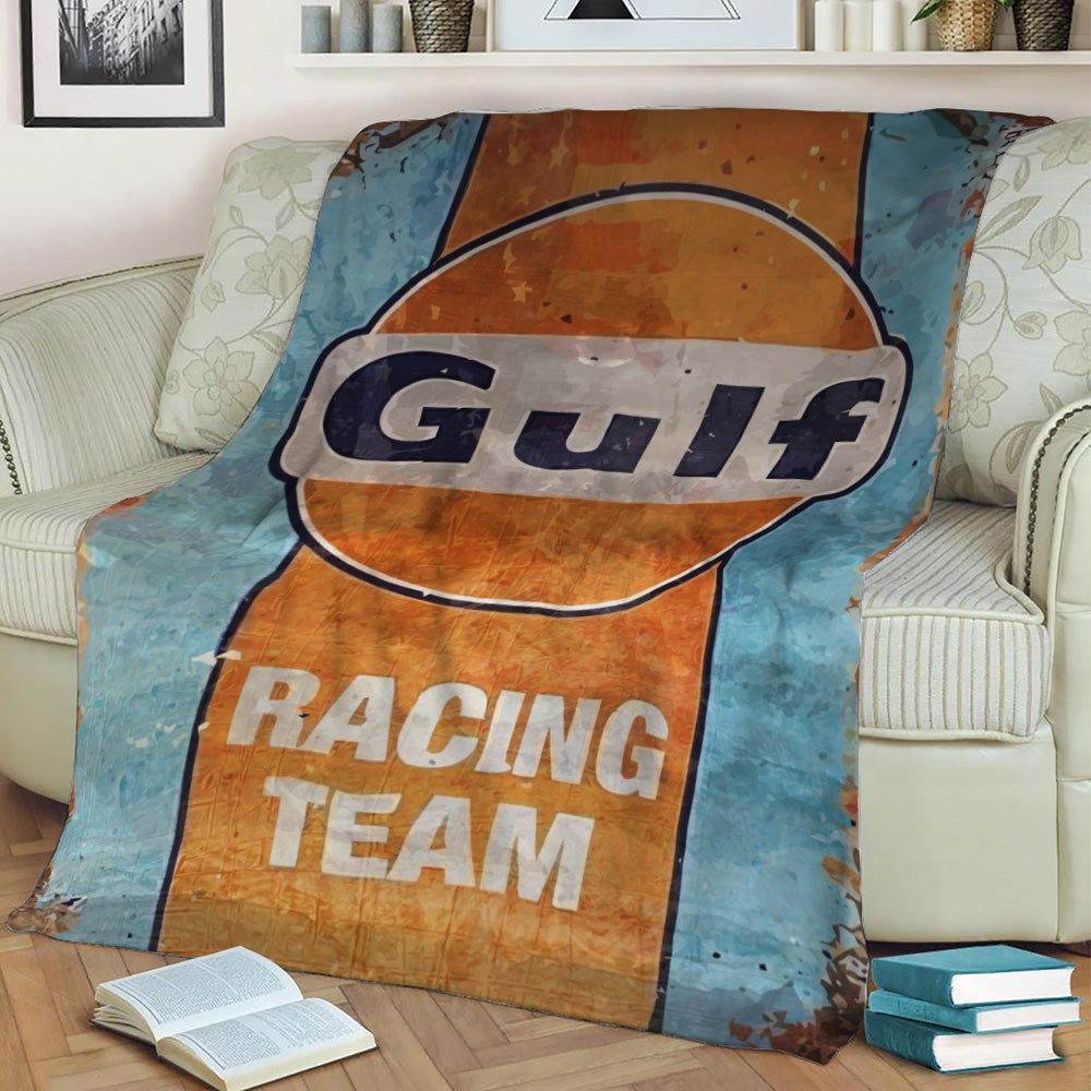 Gulf racing team Fleece Throw Blanket