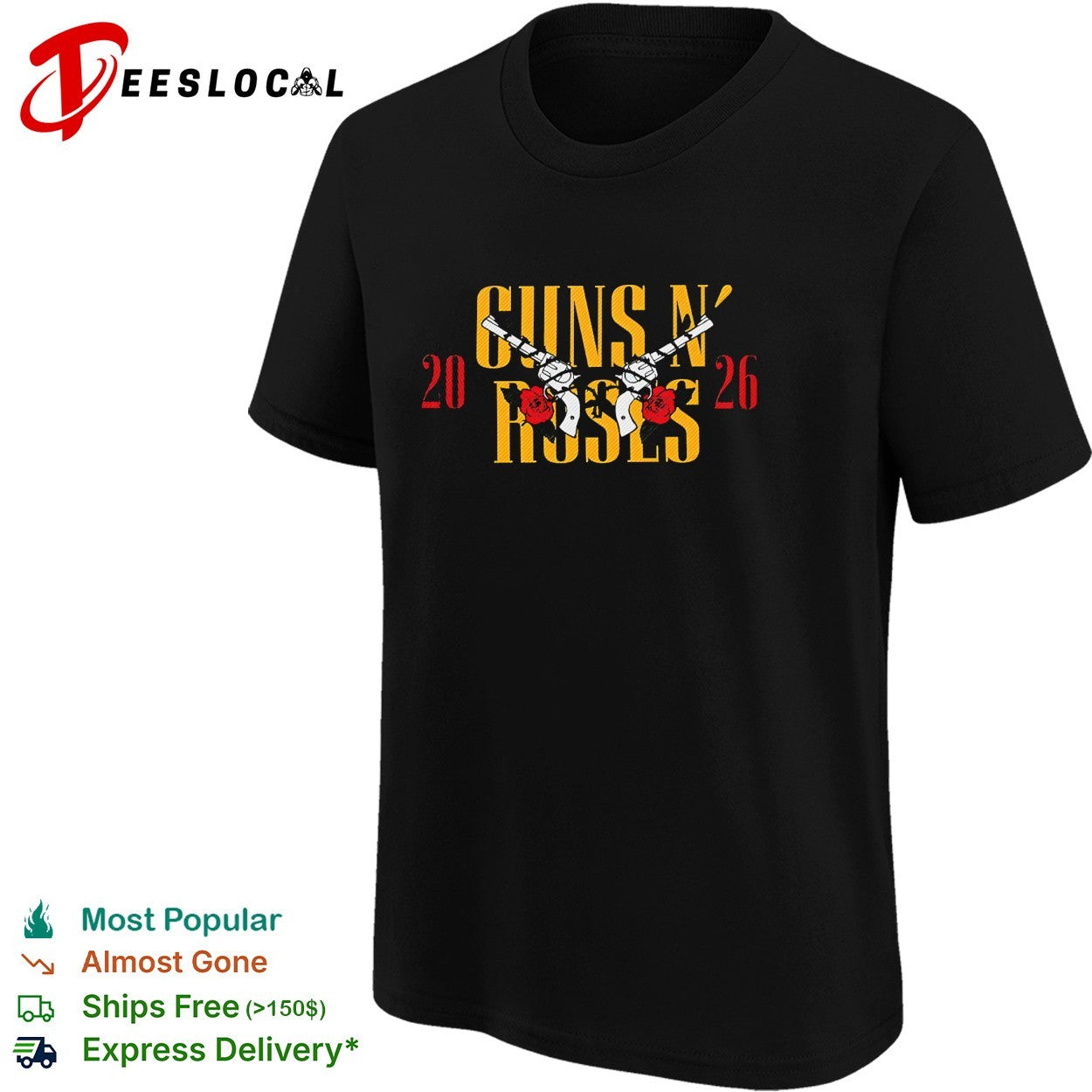 Guns N Roses 2026 band logo music concert tour iron on heat transfer design shirt