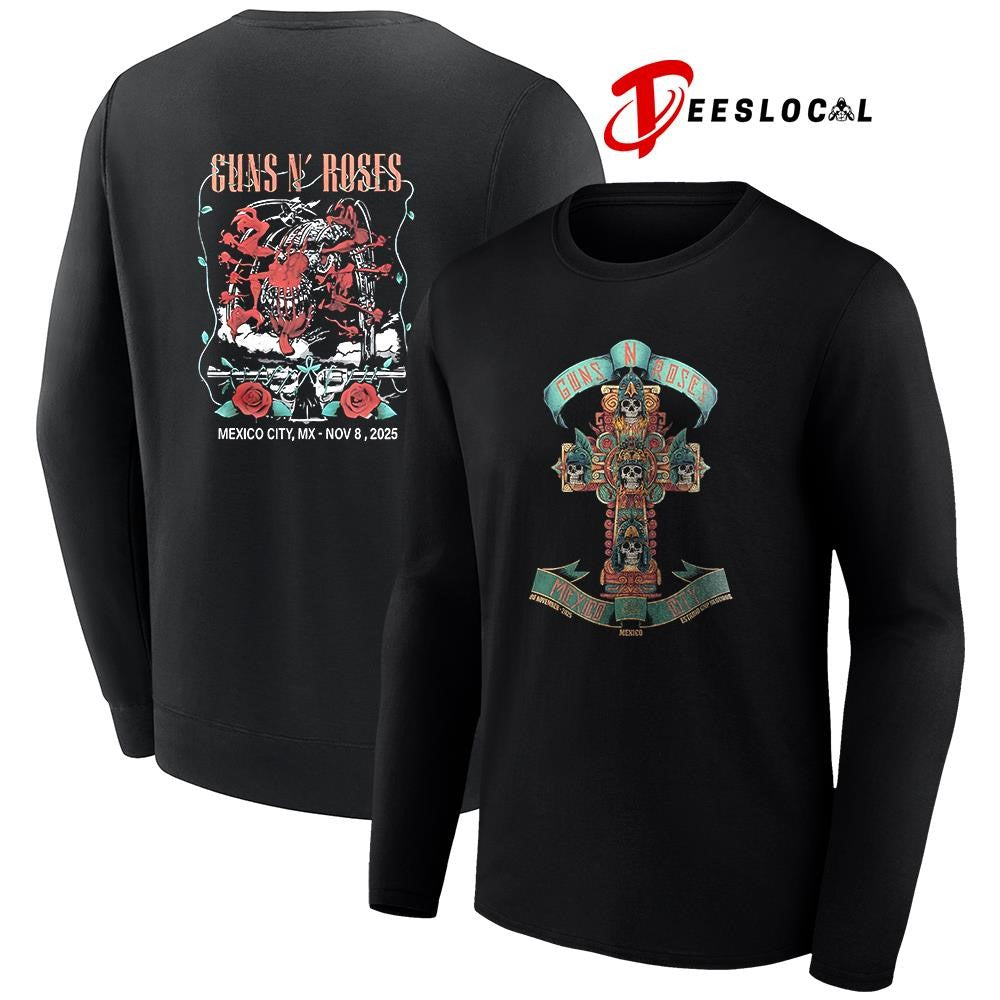 Guns N’ Roses Mexico city Estadio GNP seguros cross graphic shirt