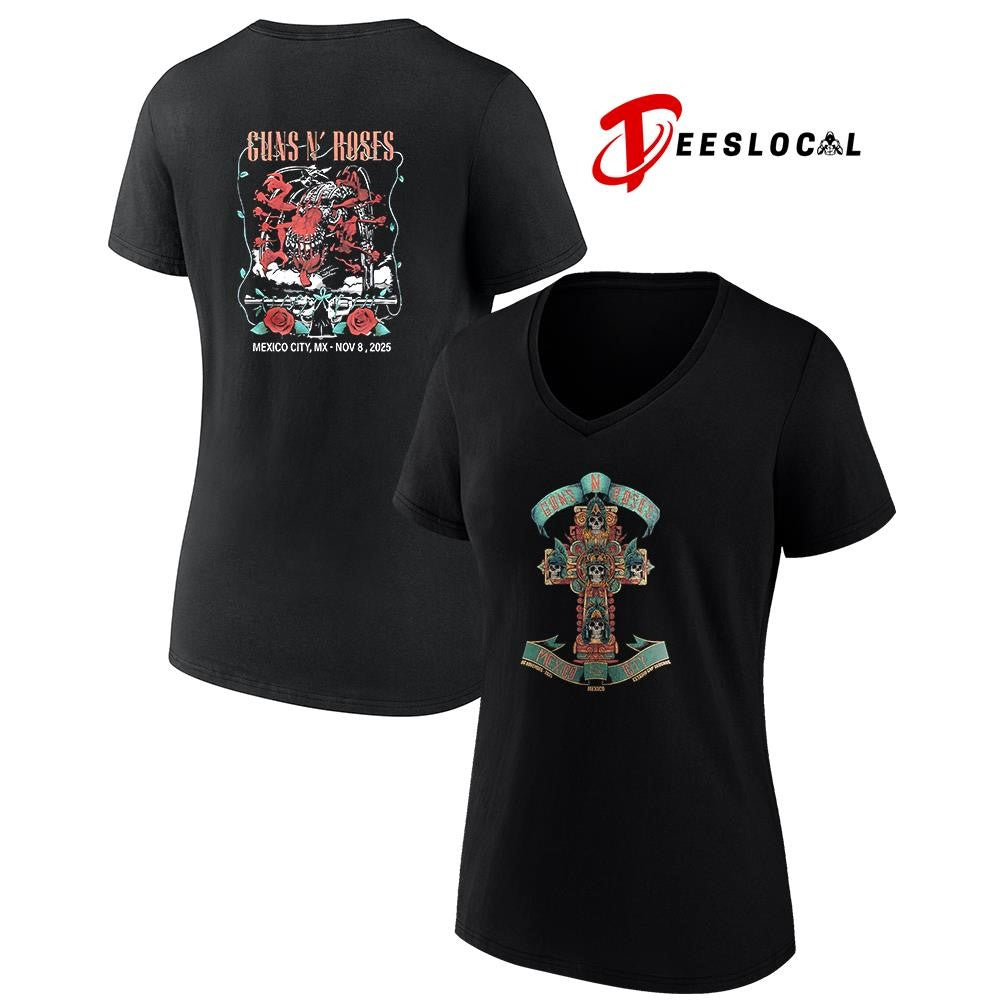 Guns N’ Roses Mexico city Estadio GNP seguros cross graphic shirt