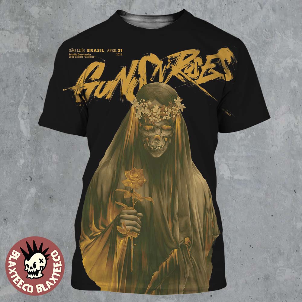 Guns N Roses Sao Luis Brasil 2026 Venue Poster On April 21 2026 The Skeleton Bride Art All Over Print Shirt
