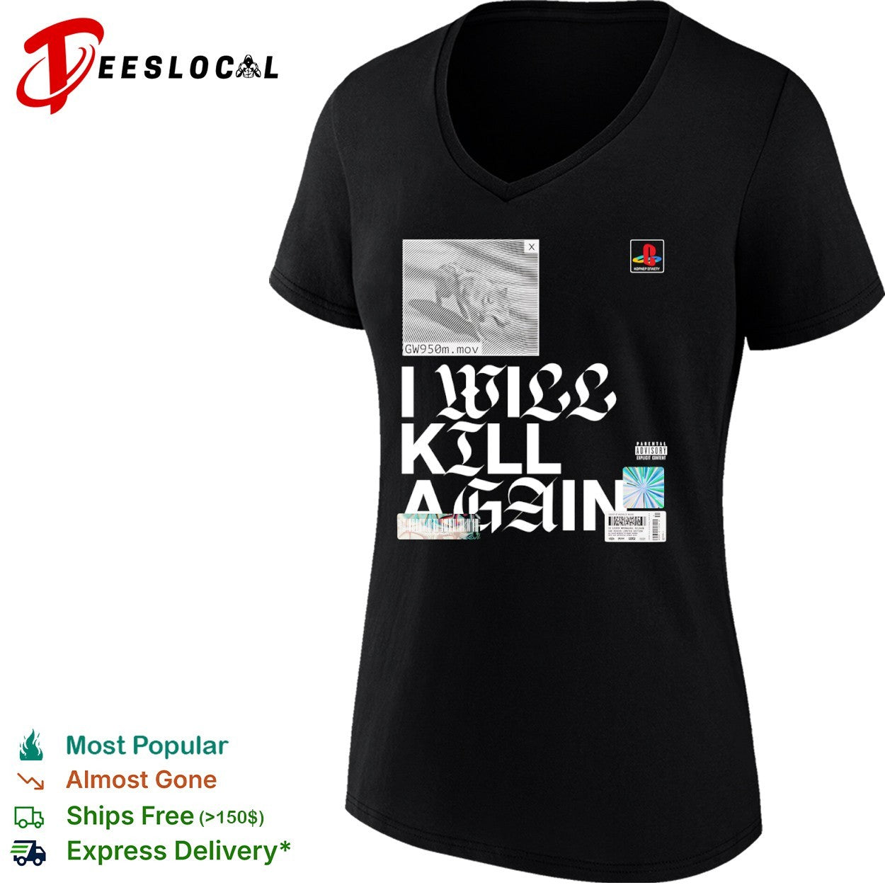 Gw950m mov I will kill again playstation korner spaety shirt