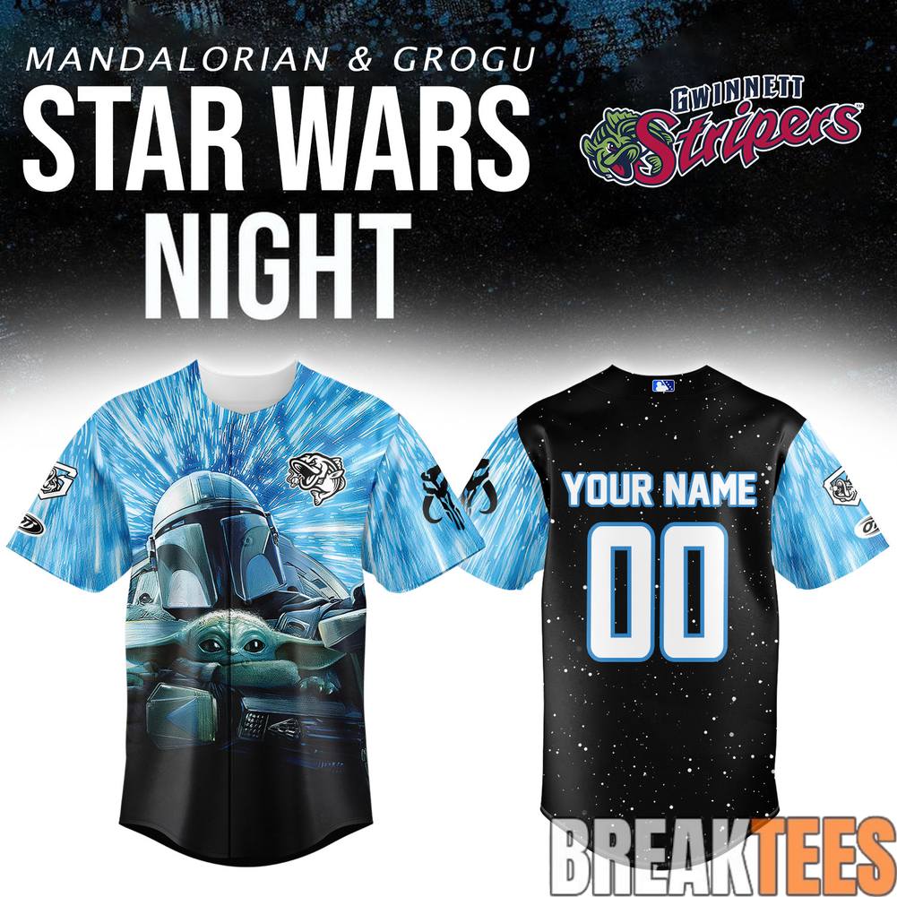 Gwinnett Stripers x Star Wars Mandalorian & Grogu Custom Baseball Jersey