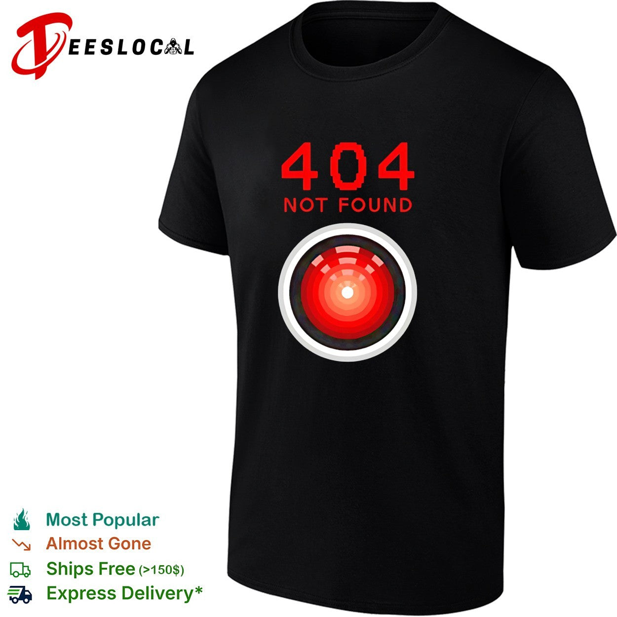 HAL 9000 404 not found computer error sci-fi shirt