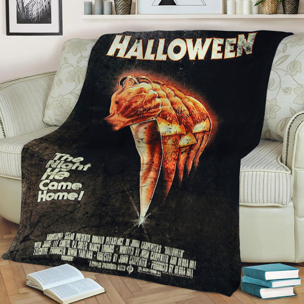 Halloween vintage poster Fleece Throw Blanket