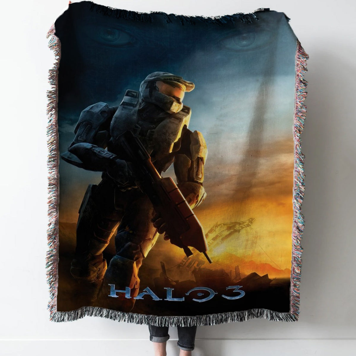 Halo 3 Poster Woven Tapestry Throw Blanket with Fringe