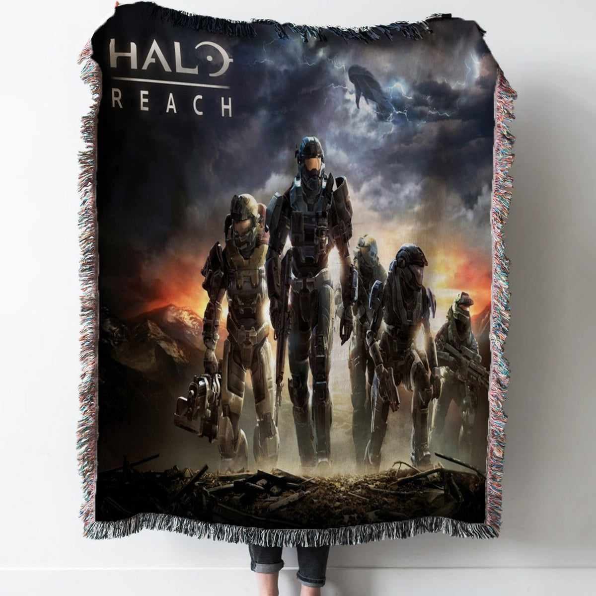 Halo Reach Horizontal Woven Tapestry Throw Blanket with Fringe