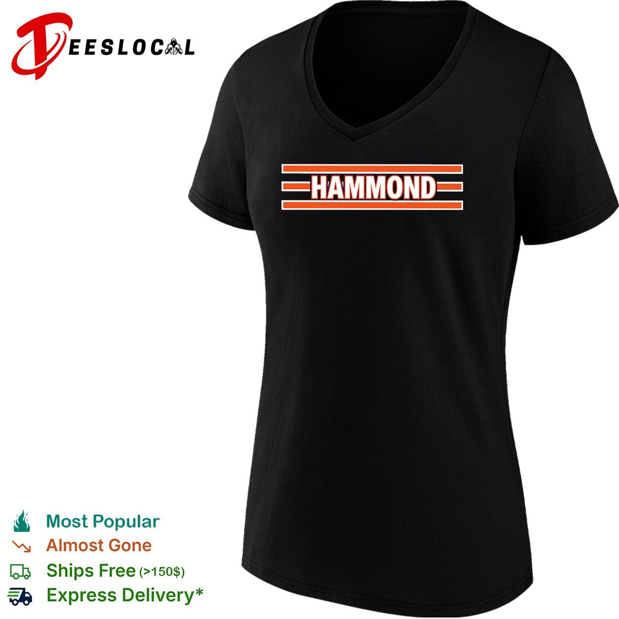 Hammond Chicago Bears style font sports team jersey text design shirt