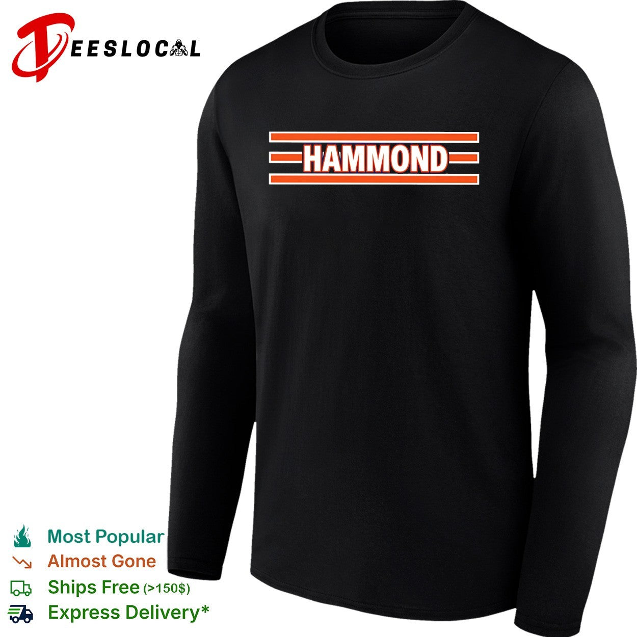 Hammond Chicago Bears style font sports team jersey text design shirt