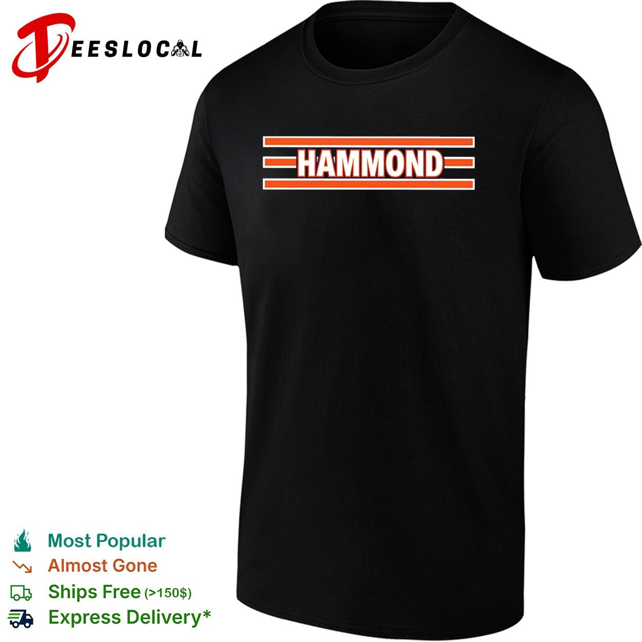 Hammond Chicago Bears style font sports team jersey text design shirt