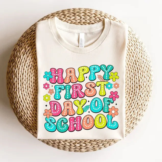Happy First Day School Shirt Teacher Teachers Kindergarten Teacher Teacher Appreciation Back School T-Shirts