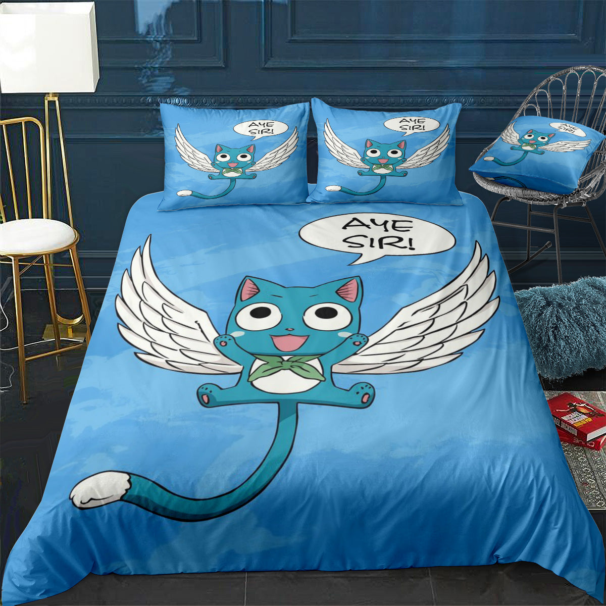 Happy of Fairy Tail Anime Bedding Set (Duvet Cover & Pillow Shams)
