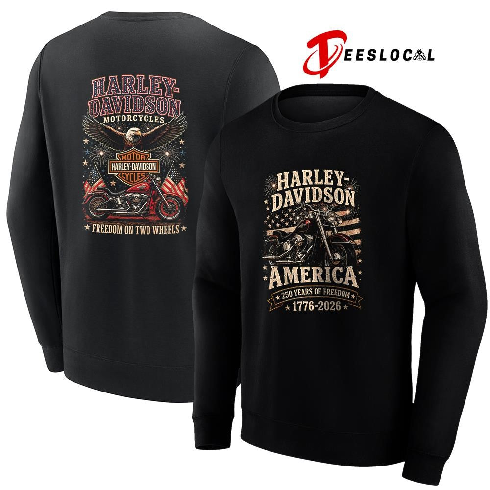 Harley Davidson motorcycle America 250 years of freedom on two wheels shirt