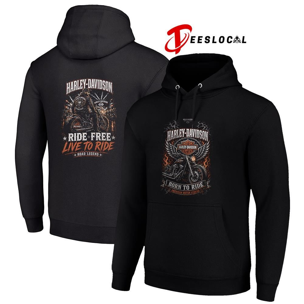 Harley Davidson motorcycles born to ride ride free live to ride road legend graphic shirt
