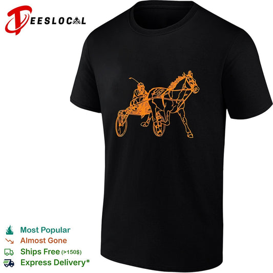 Harness racing horse and jockey line art illustration shirt