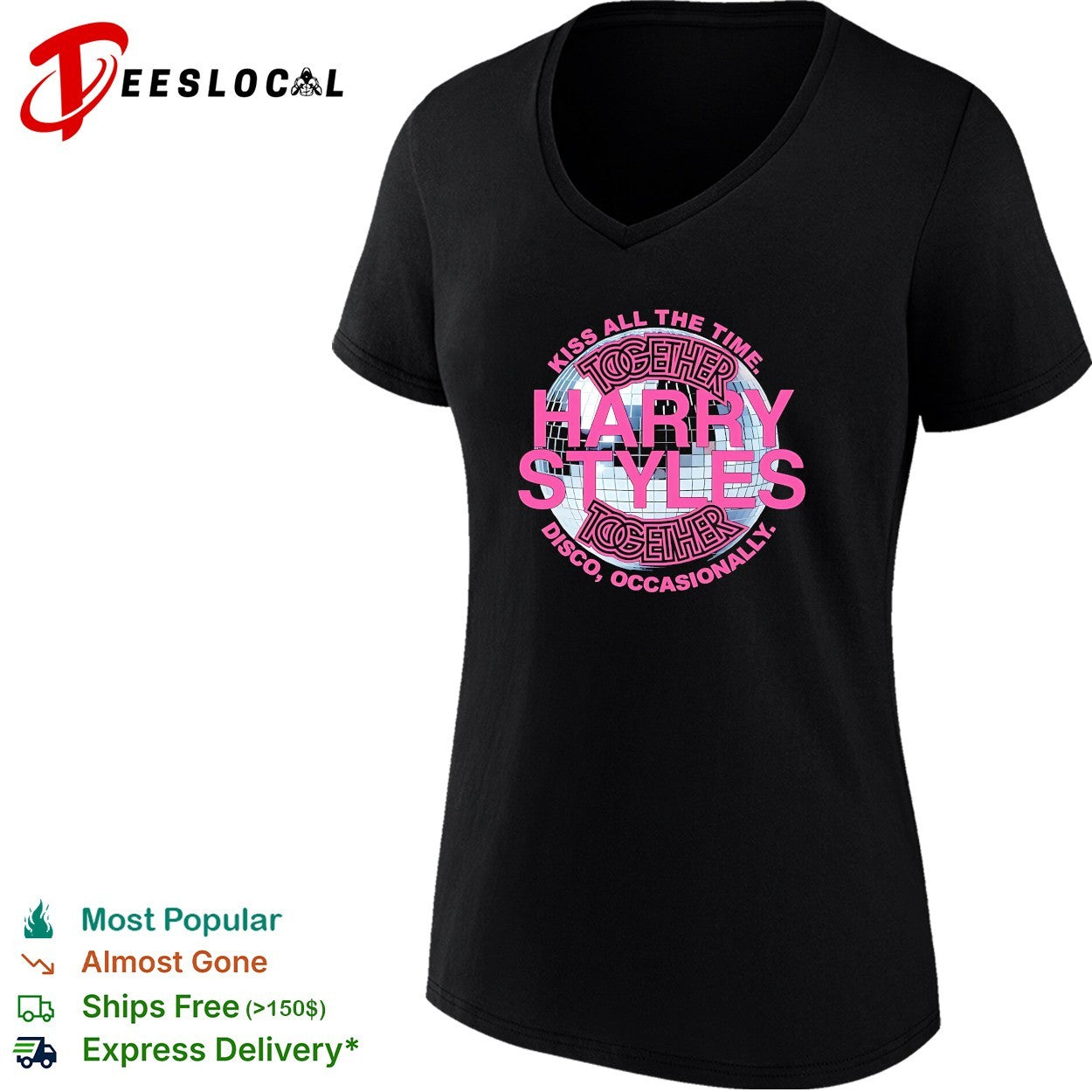Harry together disco ball kiss text shirt