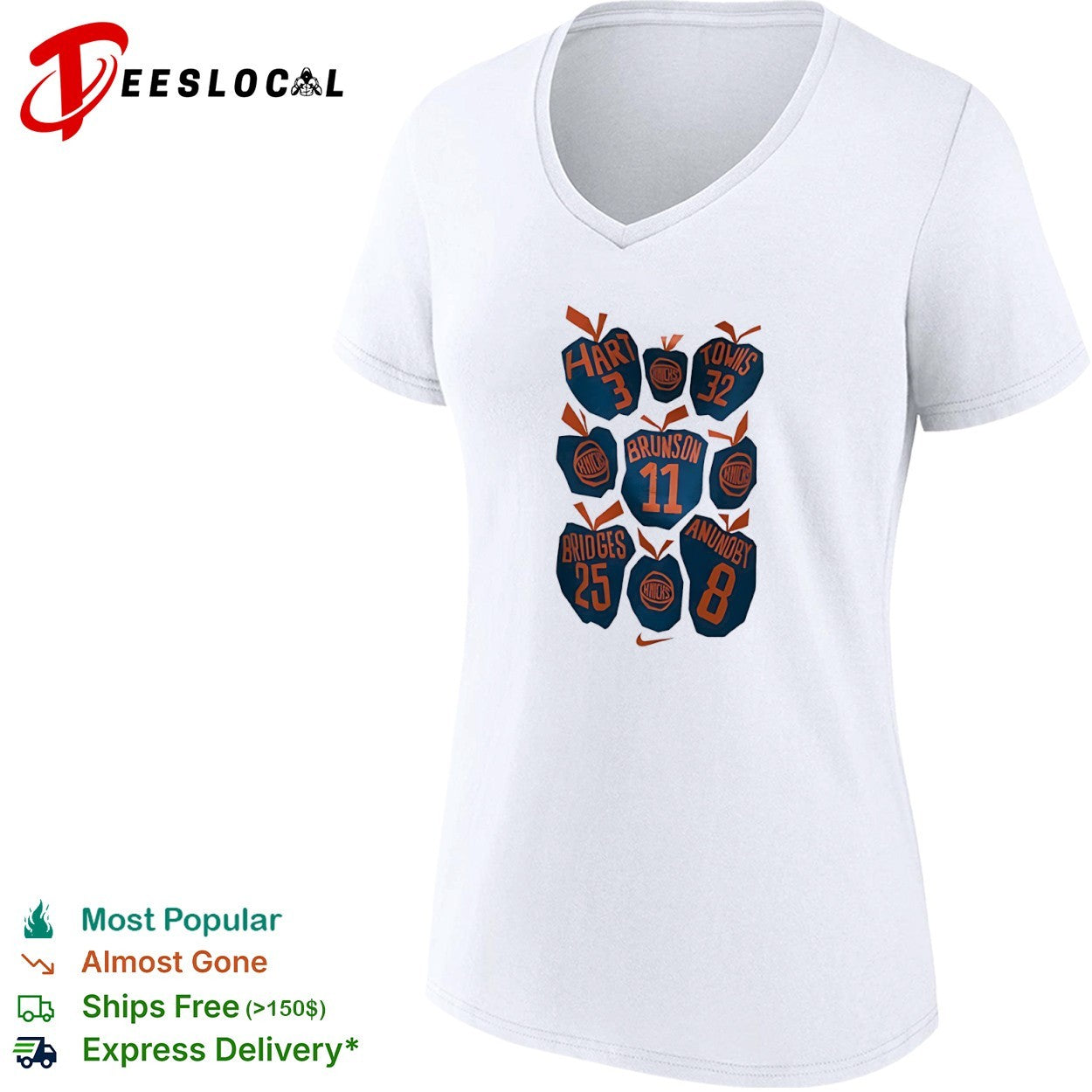 Hart Towns Brunson Bridges Anunoby New York Knicks NBA Apple Big Apple legends name shirt