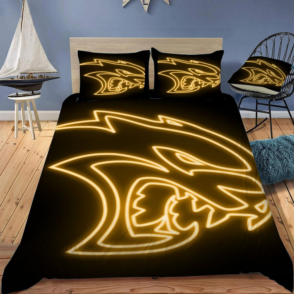Hellcat Neon Sign Bedding Set (Duvet Cover & Pillow Shams)