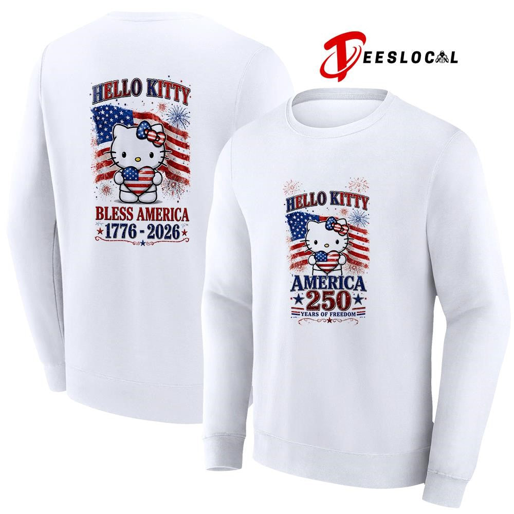 Hello Kitty America 250 years of freedom bless America graphic shirt