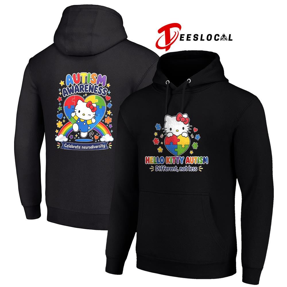 Hello Kitty Autism awareness different not less celebrate neurodiversity shirt