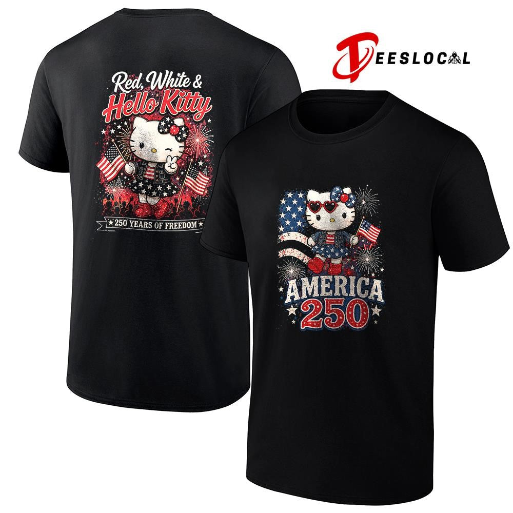 Hello Kitty red white and 250 years of freedom graphic shirt