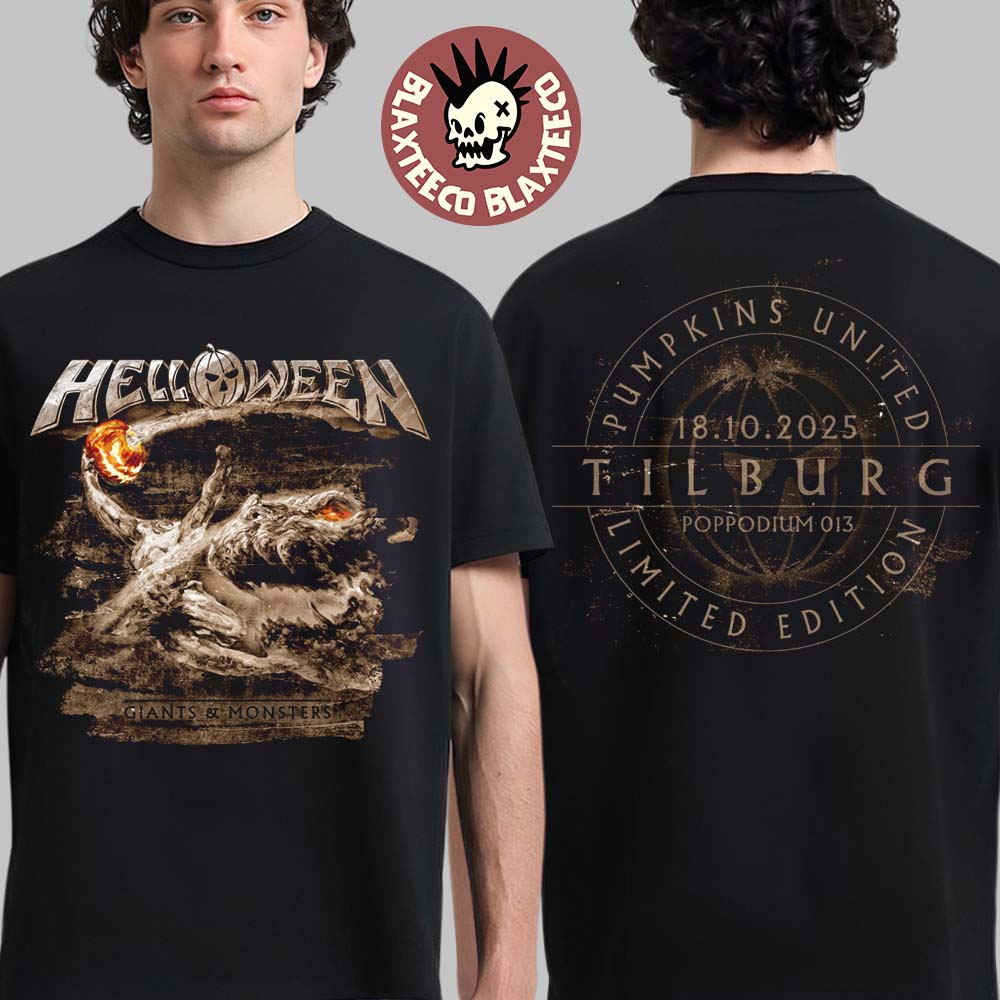 Helloween Giants And Monsters Tour 2025 Vintage Orange Pumpkin Tilburg At Poppodium 013 On November 18 2025 T-Shirt