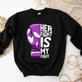 Her Fight Is My Fight Purple Ribbon Cancer Awareness Support Cystic Fibrosis Worrier Pancreatic Cancer T-Shirts